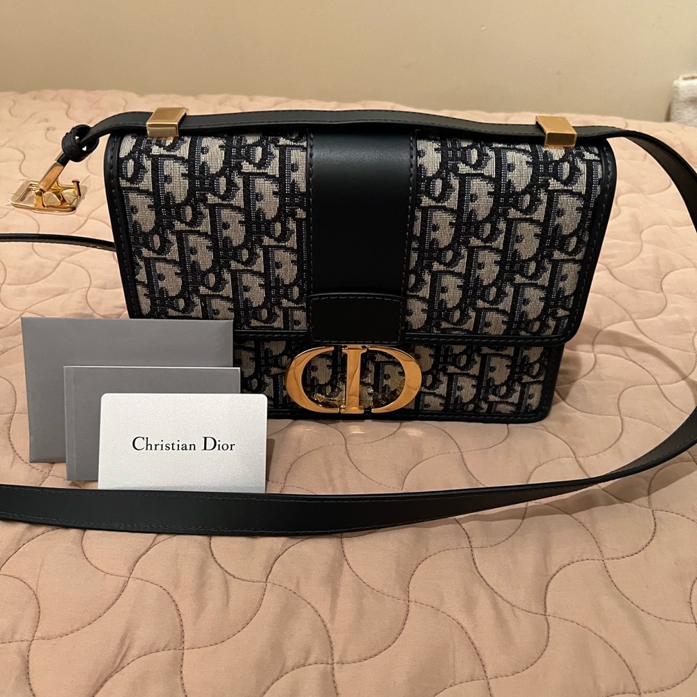 Dior Montaigne 30 Should Bag Blue Oblique Jacquard